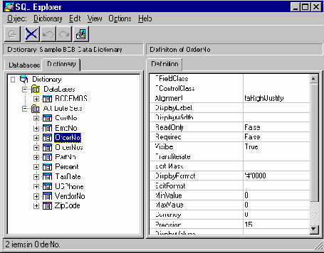 SQL Explorer и словарь данных